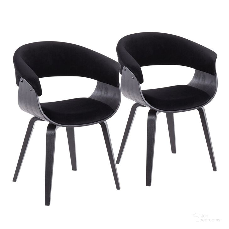 The appearance of Vintage Mod Chair Set of 2 In Black designed by Lumisource in the transitional interior design. This black piece of furniture  was selected by 1StopBedrooms from Vintage Mod Collection to add a touch of cosiness and style into your home. Sku: CH-VMOV-HLBW2 BKBKBK2. Material: Wood. Product Type: Chair. Image1