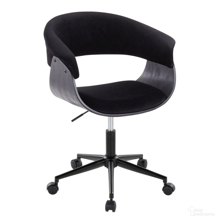 The appearance of Vintage Mod Office Chair In Black designed by Lumisource in the modern / contemporary interior design. This black piece of furniture  was selected by 1StopBedrooms from Vintage Mod Collection to add a touch of cosiness and style into your home. Sku: OC-VMOV1 BKBKBK1. Material: Wood. Product Type: Office Chair. Image1