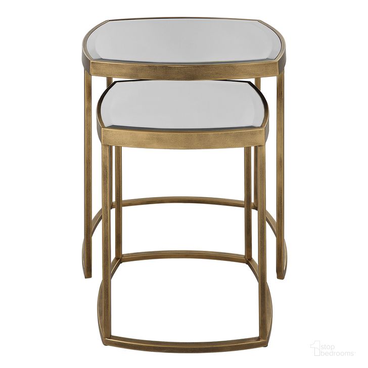 The appearance of Vista Nesting Tables Set of 2 In Gold designed by Uttermost in the  interior design. This gold piece of furniture  was selected by 1StopBedrooms from Vista Collection to add a touch of cosiness and style into your home. Sku: 22957. Product Type: Nesting Table. Material: Iron. Image1