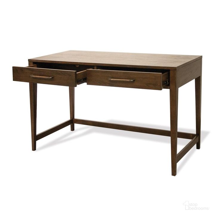 The appearance of Vogue Writing Desk In Brown Oak designed by Riverside Furniture in the modern / contemporary interior design. This brown oak piece of furniture  was selected by 1StopBedrooms from Vogue Collection to add a touch of cosiness and style into your home. Sku: 46230. Product Type: Writing Desk. Image1