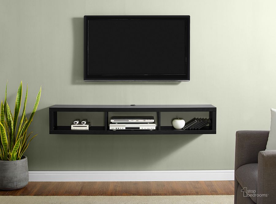 The appearance of Wall Mounted 60 Inch TV Console Entertainment Center In Black designed by Martin Furniture in the modern / contemporary interior design. This black piece of furniture  was selected by 1StopBedrooms from Wallmounts Collection to add a touch of cosiness and style into your home. Sku: IMSE360BK. Product Type: TV Console. Material: Laminate. Image1
