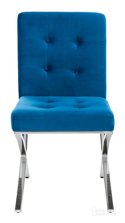 The appearance of Walsh Navy/Chrome Tufted Side Chair designed by Safavieh in the modern / contemporary interior design. This navy piece of furniture  was selected by 1StopBedrooms from Walsh Collection to add a touch of cosiness and style into your home. Sku: FOX6300E. Product Type: Side Chair. Material: Iron. Image1