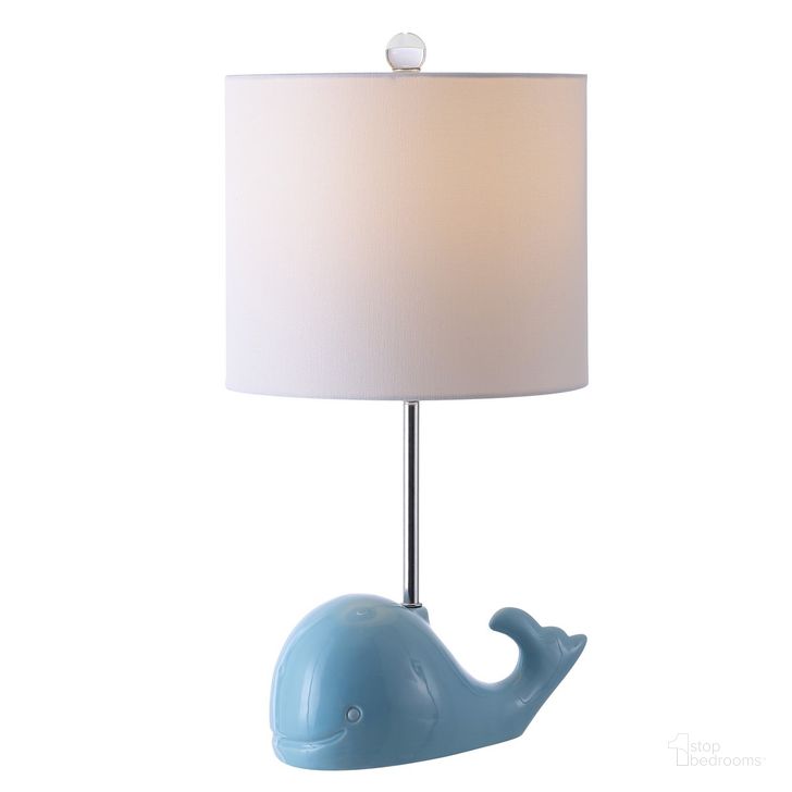 The appearance of Walter Whale Lamp in Blue designed by Safavieh in the modern / contemporary interior design. This blue piece of furniture  was selected by 1StopBedrooms from Walter Collection to add a touch of cosiness and style into your home. Sku: KID4247C. Material: Ceramic. Product Type: Table Lamp. Image1