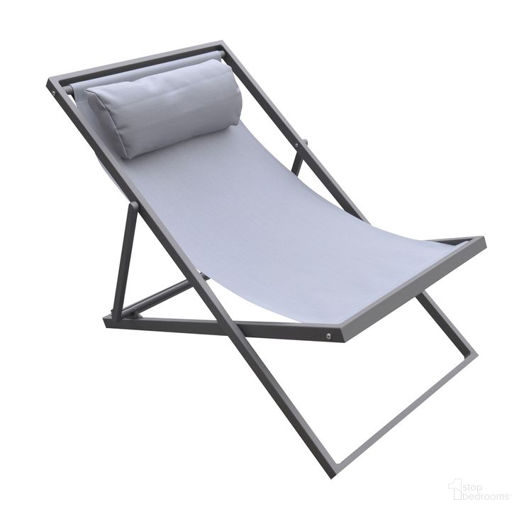 The appearance of Wave Outdoor Patio Aluminum Deck Chair In Gray Powder Coated Finish with Gray Sling Textilene designed by Armen Living in the modern / contemporary interior design. This gray piece of furniture  was selected by 1StopBedrooms from Wave Collection to add a touch of cosiness and style into your home. Sku: LCWALOGR. Material: Aluminum. Product Type: Outdoor Lounge Chair. Image1