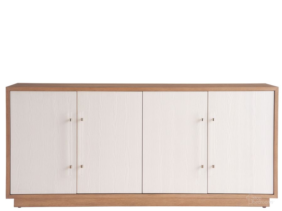 The appearance of Weekender Camden Credenza In White designed by Universal in the modern / contemporary interior design. This white piece of furniture  was selected by 1StopBedrooms from Weekender Collection to add a touch of cosiness and style into your home. Sku: U330679. Material: Wood. Product Type: Credenza. Image1
