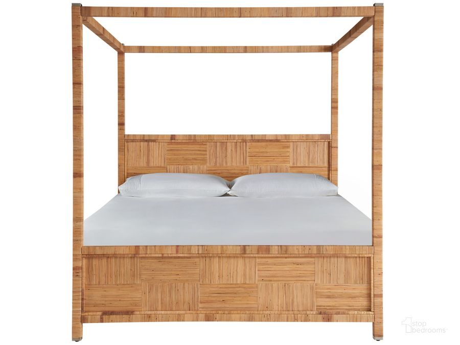 The appearance of Weekender Chatham Queen Poster Bed In Natural Rattan designed by Universal in the modern / contemporary interior design. This natural rattan piece of furniture  was selected by 1StopBedrooms from Weekender Collection to add a touch of cosiness and style into your home. Sku: U330280B. Bed Type: Poster Bed. Material: Wood. Product Type: Poster Bed. Bed Size: Queen. Image1