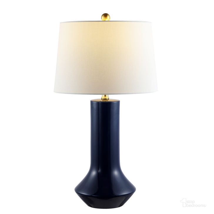 The appearance of Wells Ceramic Table Lamp in Navy Blue designed by Safavieh in the modern / contemporary interior design. This navy blue piece of furniture  was selected by 1StopBedrooms from Wells Collection to add a touch of cosiness and style into your home. Sku: TBL4349A. Material: Ceramic. Product Type: Table Lamp. Image1