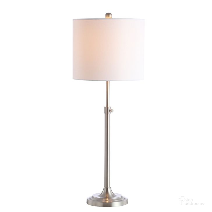 The appearance of Westin Brush Nickel Table Lamp designed by Safavieh in the modern / contemporary interior design. This brushed nickel piece of furniture  was selected by 1StopBedrooms from Safavieh TBL Collection to add a touch of cosiness and style into your home. Sku: TBL4134A. Product Type: Table Lamp. Image1
