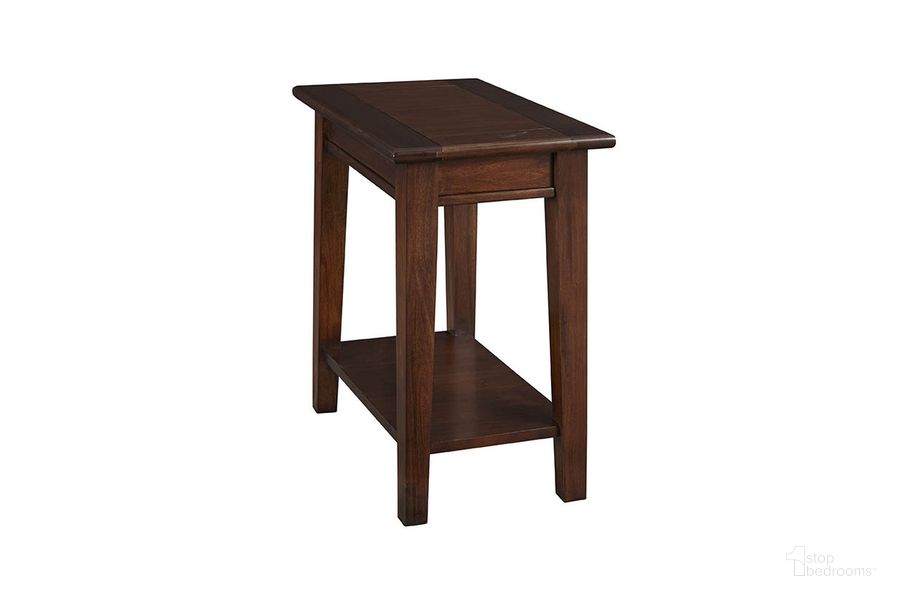 The appearance of Westlake Chairside Table With Shelf In Cherry Brown designed by A-America in the transitional interior design. This cherry brown piece of furniture  was selected by 1StopBedrooms from Westlake Collection to add a touch of cosiness and style into your home. Sku: WSLCB7020. Material: Wood. Product Type: Chairside Table. Image1