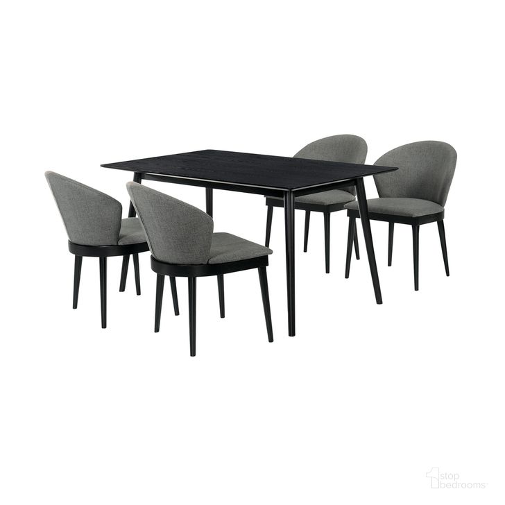 The appearance of Westmont and Juno Charcoal and Black 5-Piece Dining Set designed by Armen Living in the transitional interior design. This black piece of furniture  was selected by 1StopBedrooms from Westmont and Juno Collection to add a touch of cosiness and style into your home. Sku: LCWEDIBL;LCJNSIBLCH;LCJNSIBLCH. Product Type: Dining Room Set. Material: Rubberwood. Image1