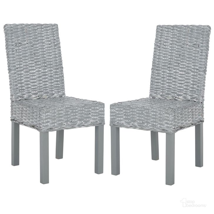 The appearance of Wheatley Gray and White 18 Inch Rattan Side Chair Set of 2 designed by Safavieh in the modern / contemporary interior design. This white and grey piece of furniture  was selected by 1StopBedrooms from Safavieh FOX Collection to add a touch of cosiness and style into your home. Sku: FOX6525A-SET2. Product Type: Dining Chair. Material: Rattan. Image1