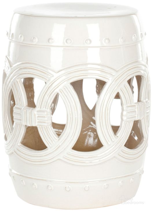 The appearance of White Ceramic Double Coin Stool designed by Safavieh in the traditional interior design. This antique white piece of furniture  was selected by 1StopBedrooms from Safavieh ACS Collection to add a touch of cosiness and style into your home. Sku: ACS4500C. Product Type: Stool. Image1