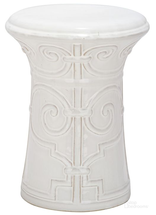 The appearance of White Imperial Scroll Garden Stool designed by Safavieh in the modern / contemporary interior design. This white piece of furniture  was selected by 1StopBedrooms from Safavieh ACS Collection to add a touch of cosiness and style into your home. Sku: ACS4521A. Product Type: Stool. Image1