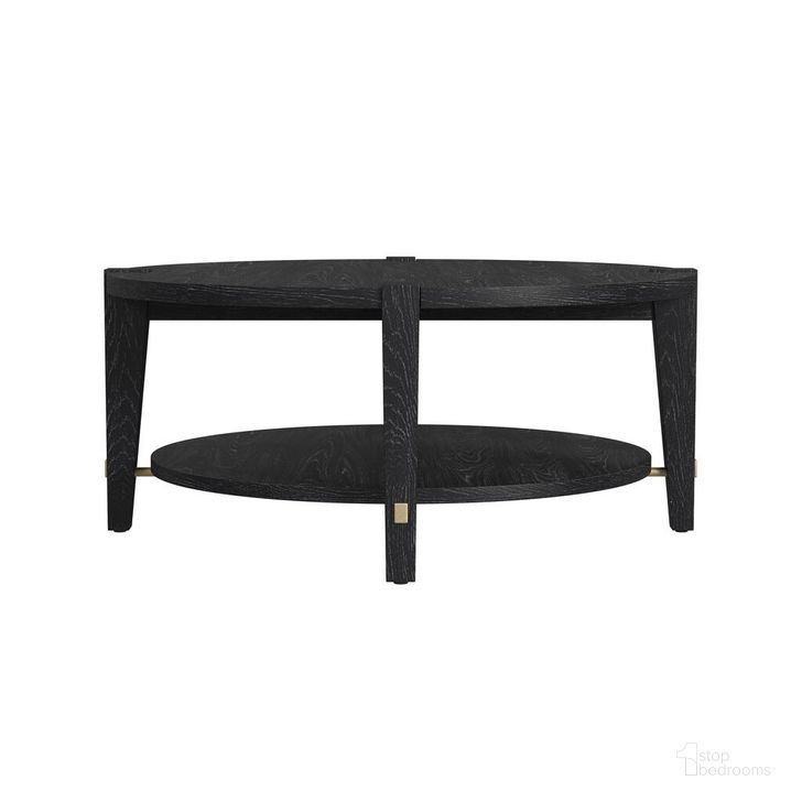 The appearance of Whitfield Round Cocktail Table In Black designed by Bassett Mirror Company in the modern / contemporary interior design. This black piece of furniture  was selected by 1StopBedrooms from Whitfield Collection to add a touch of cosiness and style into your home. Sku: 9985-LR-120. Material: Wood. Product Type: Cocktail Table. Image1