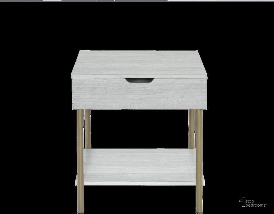 The appearance of Whitman Square End Table In White designed by Steve Silver in the transitional interior design. This white piece of furniture  was selected by 1StopBedrooms from Whitman Collection to add a touch of cosiness and style into your home. Sku: WH200E. Product Type: End Table. Material: Iron. Image1