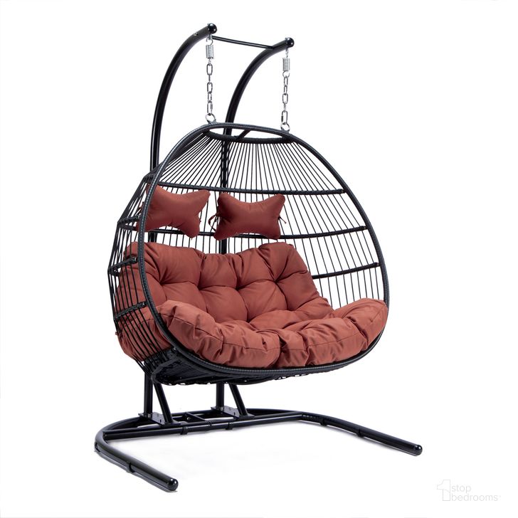 The appearance of Wicker 2 Person Double Folding Hanging Egg Swing Chair In Cherry designed by LeisureMod in the modern / contemporary interior design. This cherry piece of furniture  was selected by 1StopBedrooms from Wicker Collection to add a touch of cosiness and style into your home. Sku: ESCF52CHR. Product Type: Outdoor Chair. Material: Wicker. Image1