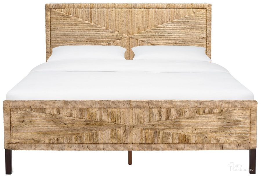The appearance of Willa Woven Banana Stem Bed In Natural and Brown - SFV1301A-K-2BX designed by Safavieh Couture in the coastal interior design. This natural and brown piece of furniture  was selected by 1StopBedrooms from Willa Collection to add a touch of cosiness and style into your home. Sku: SFV1301A-K-2BX. Bed Type: Panel Bed. Material: Wood. Product Type: Panel Bed. Bed Size: King. Image1