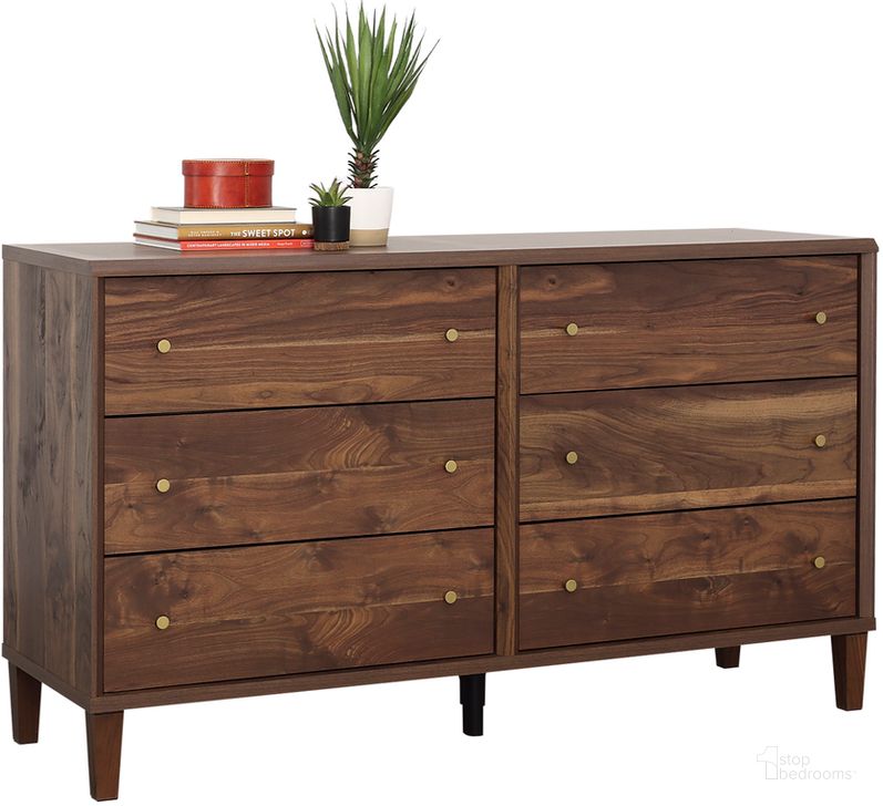 The appearance of Willow Place Dresser In Grand Walnut designed by Sauder in the transitional interior design. This grand walnut piece of furniture  was selected by 1StopBedrooms from Willow Place Collection to add a touch of cosiness and style into your home. Sku: 433807. Product Type: Dresser. Material: Engineered Wood. Image1