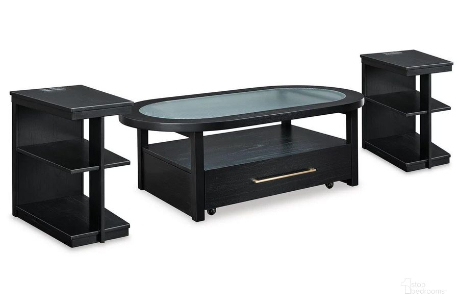 The appearance of Winbardi Ocassional Table Set with Chairside End Table In Black designed by Signature Design by Ashley in the modern / contemporary interior design. This black piece of furniture  was selected by 1StopBedrooms from Winbardi Collection to add a touch of cosiness and style into your home. Sku: T786-0;T786-7;T786-7. Material: Wood. Product Type: Occasional Table Set. Image1