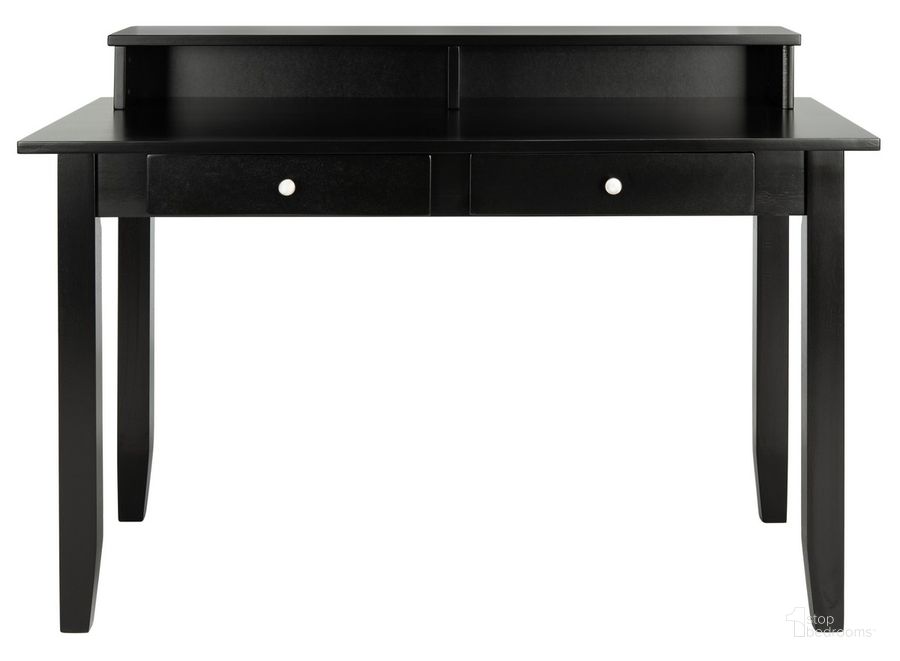 The appearance of Winsome 2 Drawer Desk in Matte Black designed by Safavieh in the modern / contemporary interior design. This matte black piece of furniture  was selected by 1StopBedrooms from Winsome Collection to add a touch of cosiness and style into your home. Sku: DSK1402A. Material: Wood. Product Type: Desk. Image1