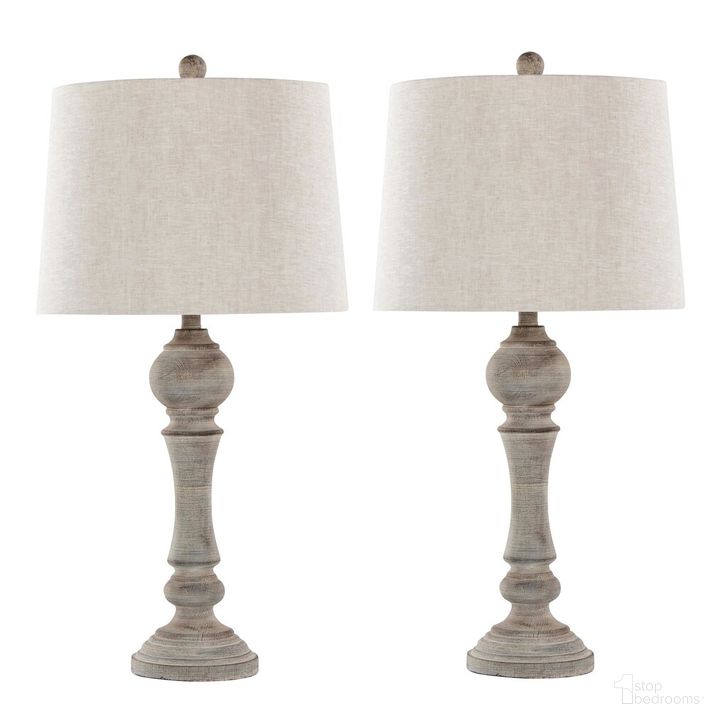 The appearance of Winston 32 Inch Poly Table Lamp Set of 2 In Grey designed by Lumisource in the country / farmhouse interior design. This grey piece of furniture  was selected by 1StopBedrooms from Winston Collection to add a touch of cosiness and style into your home. Sku: GTP32-WNSTN GYNA2. Material: Linen. Product Type: Table Lamp. Image1