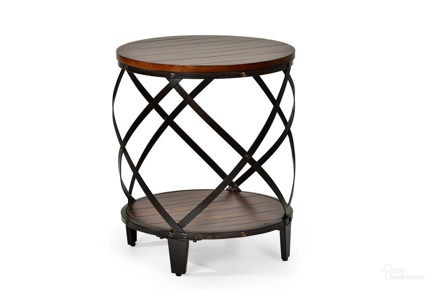 The appearance of Winston Medium Cherry Round End Table designed by Steve Silver in the industrial interior design. This black piece of furniture  was selected by 1StopBedrooms from Winston Collection to add a touch of cosiness and style into your home. Sku: WN450E. Material: Wood. Product Type: End Table. Image1