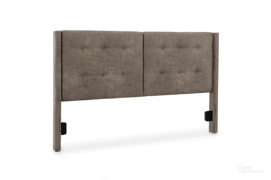 The appearance of Wittland King and California King Upholstered Panel Headboard In Brown designed by Signature Design by Ashley in the modern / contemporary interior design. This brown piece of furniture  was selected by 1StopBedrooms from Wittland Collection to add a touch of cosiness and style into your home. Sku: B374-58. Product Type: Headboard. Bed Size: King. Material: Leather Match. Image1