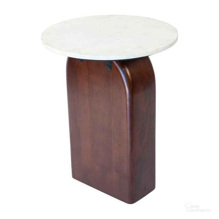 The appearance of Wood And Marble 18 Inch x 23 Inch Round Side Table In Walnut And White designed by Sagebrook in the modern / contemporary interior design. This brown piece of furniture  was selected by 1StopBedrooms from  to add a touch of cosiness and style into your home. Sku: 17607-04. Material: Wood. Product Type: Side Table.