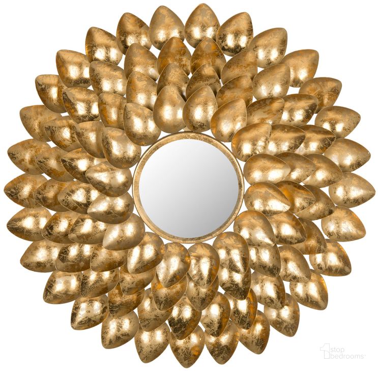 The appearance of Woodland Sunburst Mirror designed by Safavieh in the transitional interior design. This antique gold piece of furniture  was selected by 1StopBedrooms from Safavieh MIR Collection to add a touch of cosiness and style into your home. Sku: MIR4029A. Product Type: Mirror. Image1