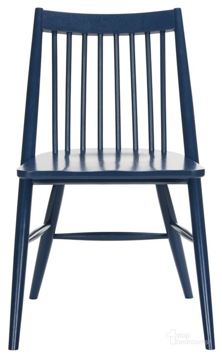 The appearance of Wren Navy 19 Inch Spindle Dining Chair Set of 2 designed by Safavieh in the modern / contemporary interior design. This navy piece of furniture  was selected by 1StopBedrooms from Wren Collection to add a touch of cosiness and style into your home. Sku: DCH1000E-SET2. Material: Wood. Product Type: Dining Chair. Image1