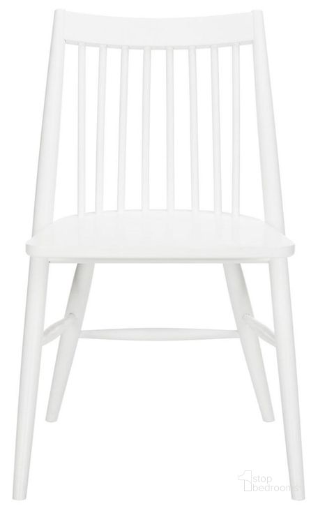 The appearance of Wren White 19 Inch Spindle Dining Chair Set of 2 designed by Safavieh in the modern / contemporary interior design. This white piece of furniture  was selected by 1StopBedrooms from Wren Collection to add a touch of cosiness and style into your home. Sku: DCH1000B-SET2. Material: Wood. Product Type: Dining Chair. Image1
