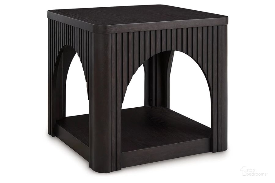 The appearance of Yellink End Table In Black designed by Signature Design by Ashley in the modern / contemporary interior design. This black piece of furniture  was selected by 1StopBedrooms from Yellink Collection to add a touch of cosiness and style into your home. Sku: T760-2. Material: Wood. Product Type: End Table. Image1