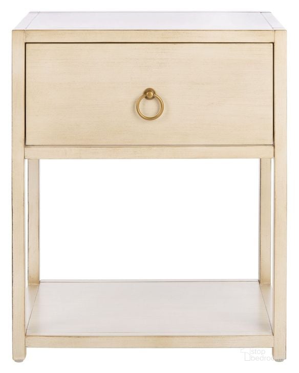 The appearance of Yudi 1 Drawer 1 Shelf Nightstand in Antique White designed by Safavieh in the modern / contemporary interior design. This antique white piece of furniture  was selected by 1StopBedrooms from Yudi Collection to add a touch of cosiness and style into your home. Sku: NST9201B. Material: Wood. Product Type: Nightstand. Image1