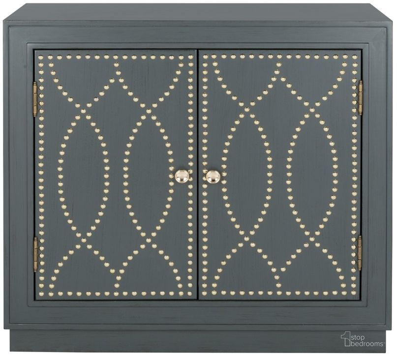 The appearance of Yuna Steel Teal/Gold/Mirror 2 Door Chest designed by Safavieh in the modern / contemporary interior design. This steel piece of furniture  was selected by 1StopBedrooms from Yuna Collection to add a touch of cosiness and style into your home. Sku: CHS6407C. Material: Wood. Product Type: Chest. Image1
