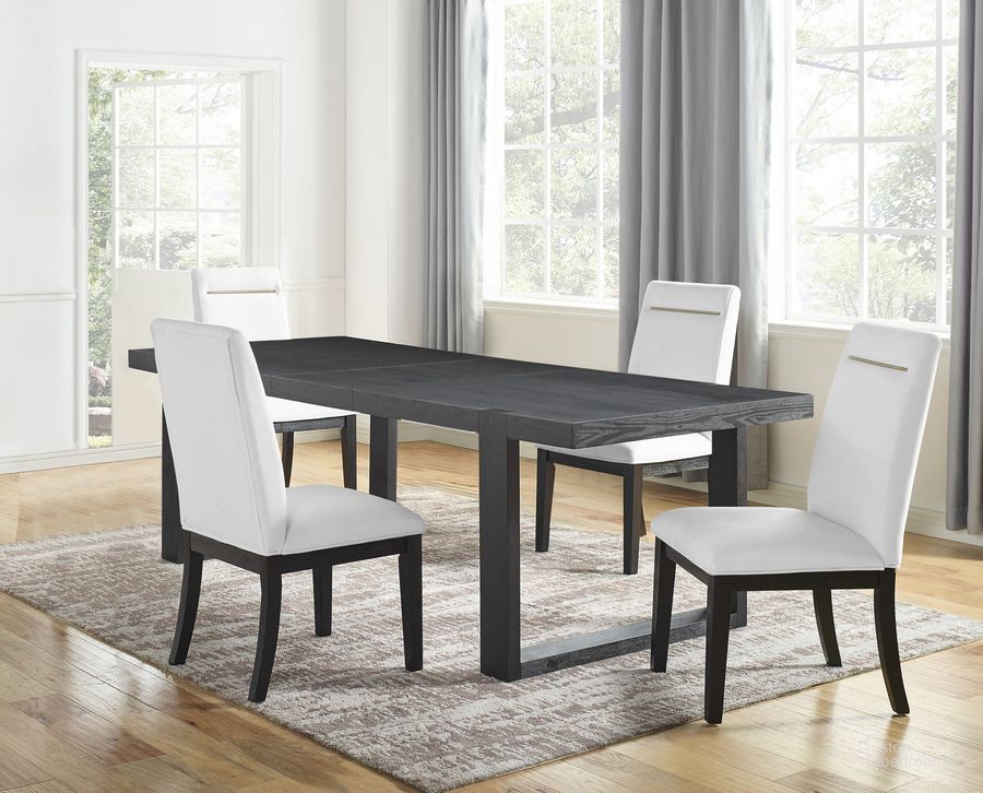 The appearance of Yves 5PC Dining Room Set In Black designed by Steve Silver in the  interior design. This black piece of furniture  was selected by 1StopBedrooms from Yves Collection to add a touch of cosiness and style into your home. Sku: YS500SW;YS500SW;YS500TL;YS500TT. Product Type: Dining Room Set. Material: MDF. Image1