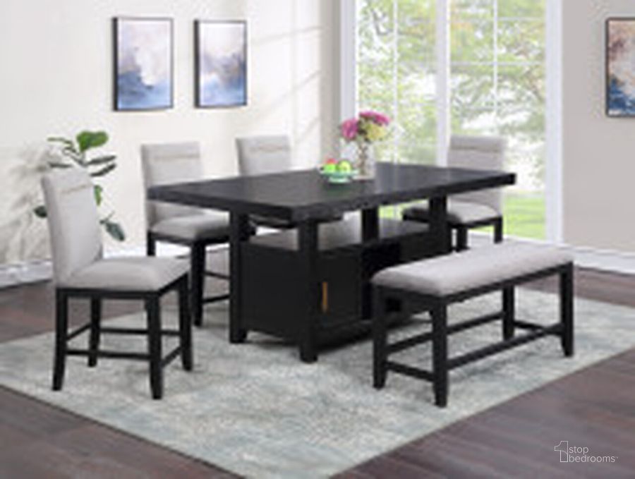 The appearance of Yves 6Pc Counter Height Storage Dining Set In Black designed by Steve Silver in the modern / contemporary interior design. This black piece of furniture  was selected by 1StopBedrooms from Yves Collection to add a touch of cosiness and style into your home. Sku: YS500PTTS;YS500PTBS;YS500CCG;YS500CCG;YS500CCBN. Product Type: Dining Room Set. Material: Rubberwood. Image1