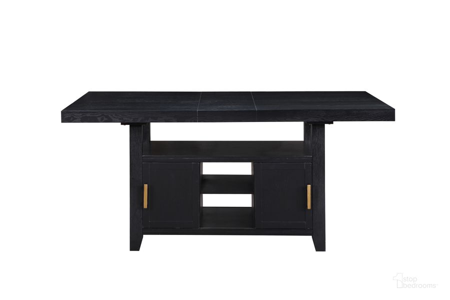 The appearance of Yves Counter Height Dining Table with Storage In Black designed by Steve Silver in the modern / contemporary interior design. This black piece of furniture  was selected by 1StopBedrooms from Yves Collection to add a touch of cosiness and style into your home. Sku: YS500PTTS;YS500PTBS. Table Base Style: Storage. Product Type: Dining Table. Table Top Shape: Rectangular. Material: Rubberwood. Image1