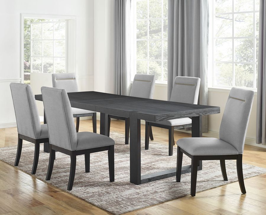 The appearance of Yves Grey 9Pc Dining Set designed by Steve Silver in the modern / contemporary interior design. This charcoal piece of furniture  was selected by 1StopBedrooms from Yves Collection to add a touch of cosiness and style into your home. Sku: YS500TL;YS500TT;YS500SG;YS500SG;YS500SG;YS500SG;YS500SG;YS500SG;YS500SG;YS500SG. Material: Wood. Product Type: Dining Room Set. Image1