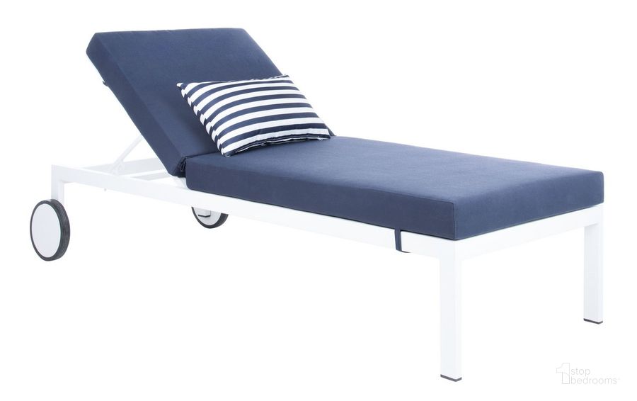 The appearance of Yves Sun Lounger in Navy and White designed by Safavieh in the modern / contemporary interior design. This navy/white piece of furniture  was selected by 1StopBedrooms from Yves Collection to add a touch of cosiness and style into your home. Sku: PAT4042A. Material: Metal. Product Type: Outdoor Chaise Lounge. Image1
