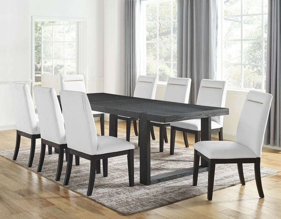 The appearance of Yves White 9Pc Dining Set designed by Steve Silver in the modern / contemporary interior design. This white piece of furniture  was selected by 1StopBedrooms from Yves Collection to add a touch of cosiness and style into your home. Sku: YS500TL;YS500TT;YS500SW;YS500SW;YS500SW;YS500SW. Material: Wood. Product Type: Dining Room Set. Image1