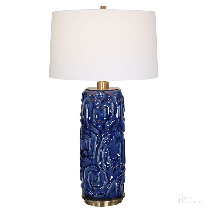 The appearance of Zade Table Lamp In Blue designed by Uttermost in the  interior design. This blue piece of furniture  was selected by 1StopBedrooms from Zade Collection to add a touch of cosiness and style into your home. Sku: 30221-1. Product Type: Table Lamp. Material: Iron. Image1