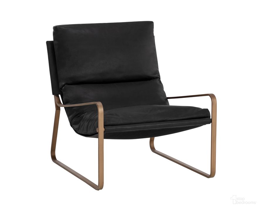 The appearance of Zancor Lounge Chair In Antique Brass and Charcoal Black Leather designed by Sunpan in the  interior design. This antique brass/black piece of furniture  was selected by 1StopBedrooms from Zancor Collection to add a touch of cosiness and style into your home. Sku: 110657. Material: Leather. Product Type: Lounge Chair. Image1