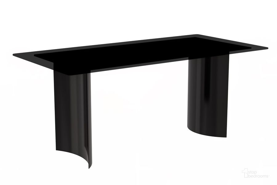 The appearance of Zara 55 Inch Dining Table In Black designed by LeisureMod in the modern / contemporary interior design. This black piece of furniture  was selected by 1StopBedrooms from Zara Collection to add a touch of cosiness and style into your home. Sku: ZT29BL-55BL-G. Table Base Style: Double Pedestal. Product Type: Dining Table. Table Top Shape: Rectangular. Material: Stainless Steel. Size: 55". Image1
