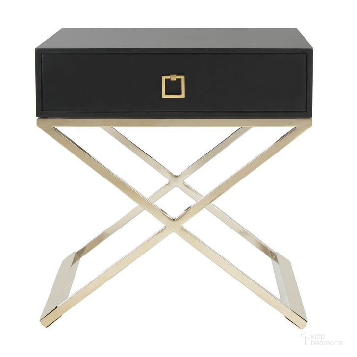 The appearance of Zarina Black Side Table designed by Safavieh in the modern / contemporary interior design. This black piece of furniture  was selected by 1StopBedrooms from Zarina Collection to add a touch of cosiness and style into your home. Sku: FOX6295D. Product Type: Accent Table. Material: Brass. Image1