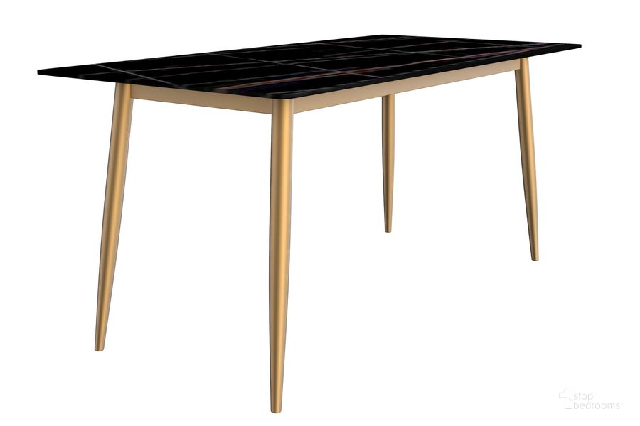 The appearance of Zayle 71 Inch Dining Table In Black and Gold designed by LeisureMod in the modern / contemporary interior design. This black/gold piece of furniture  was selected by 1StopBedrooms from Zayle Collection to add a touch of cosiness and style into your home. Sku: ZTBG-71BLG-S. Table Base Style: Legs. Material: Steel. Product Type: Dining Table. Table Top Shape: Rectangular. Size: 71". Image1