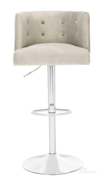 The appearance of Zayna Adjustable Barstool In Light Grey designed by Safavieh Couture in the modern / contemporary interior design. This light grey piece of furniture  was selected by 1StopBedrooms from Zayna Collection to add a touch of cosiness and style into your home. Sku: SFV4709C. Material: Wood. Product Type: Barstool. Image1