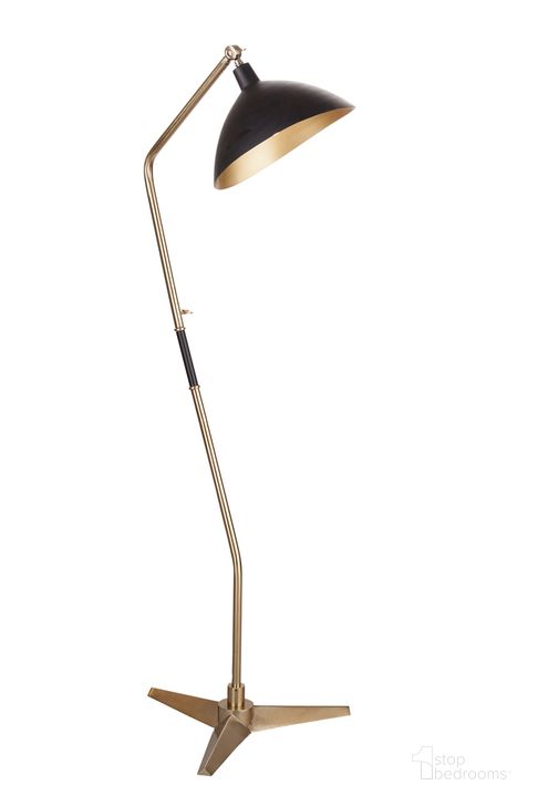The appearance of Zep Floor Lamp In Brass and Black designed by Bassett Mirror Company in the modern / contemporary interior design. This brass and black piece of furniture  was selected by 1StopBedrooms from  to add a touch of cosiness and style into your home. Sku: L4362F. Material: Metal. Product Type: Floor Lamp. Image1