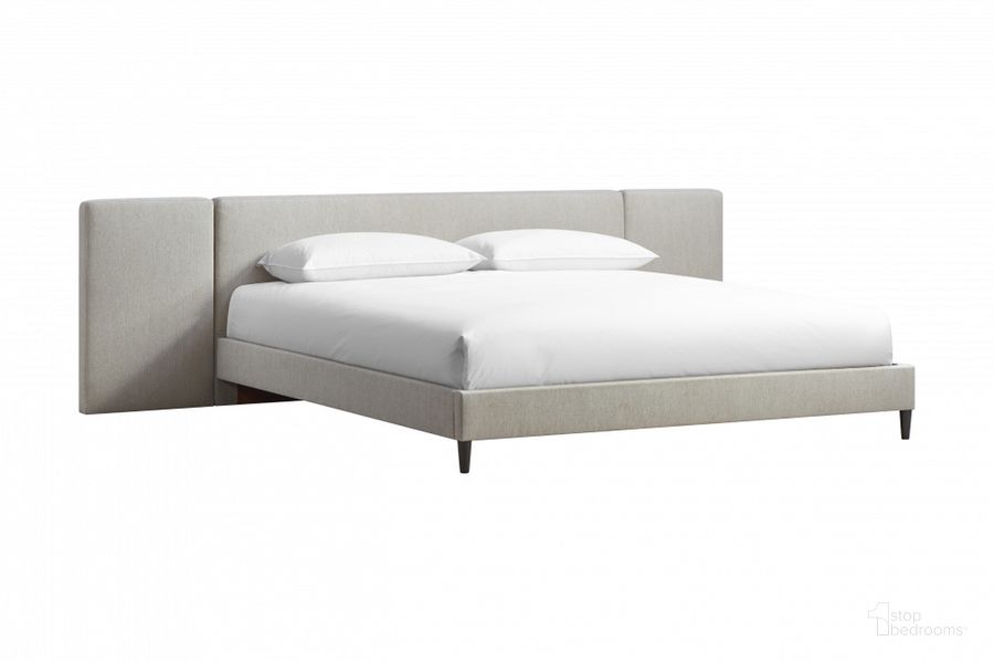 The appearance of Zest Light Grey King Upholstered Bed With Wings In Light Grey designed by Caracole in the modern / contemporary interior design. This light grey piece of furniture  was selected by 1StopBedrooms from Zest Collection to add a touch of cosiness and style into your home. Sku: MI03-5021-026P. Bed Size: King. Product Type: Upholstered Bed. Material: Rubberwood. Image1