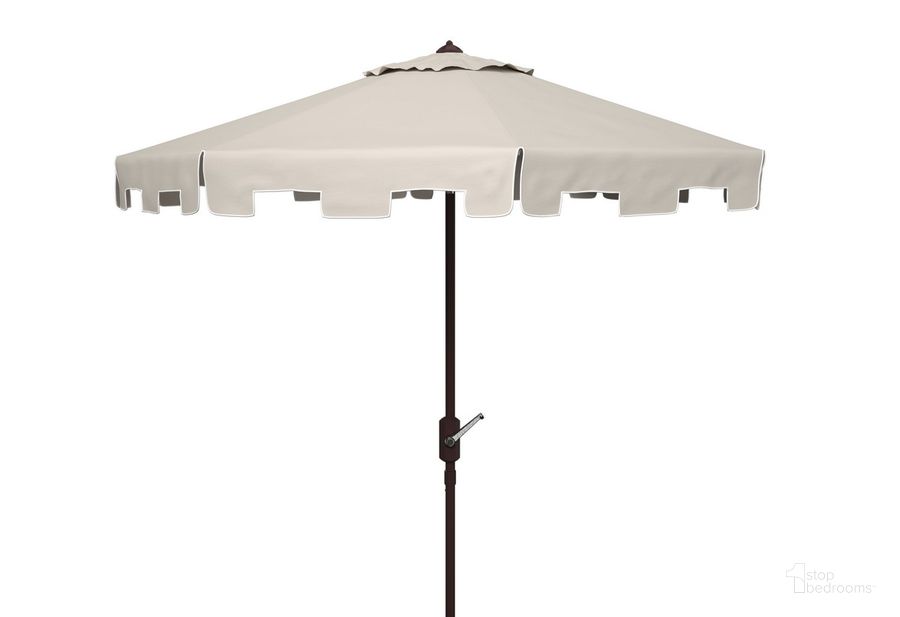 The appearance of Zimmerman 11Ft Rnd Market Umbrella PAT8100C designed by Safavieh in the modern / contemporary interior design. This white beige piece of furniture  was selected by 1StopBedrooms from Zimmerman Collection to add a touch of cosiness and style into your home. Sku: PAT8100C. Material: Aluminum. Product Type: Umbrella. Image1