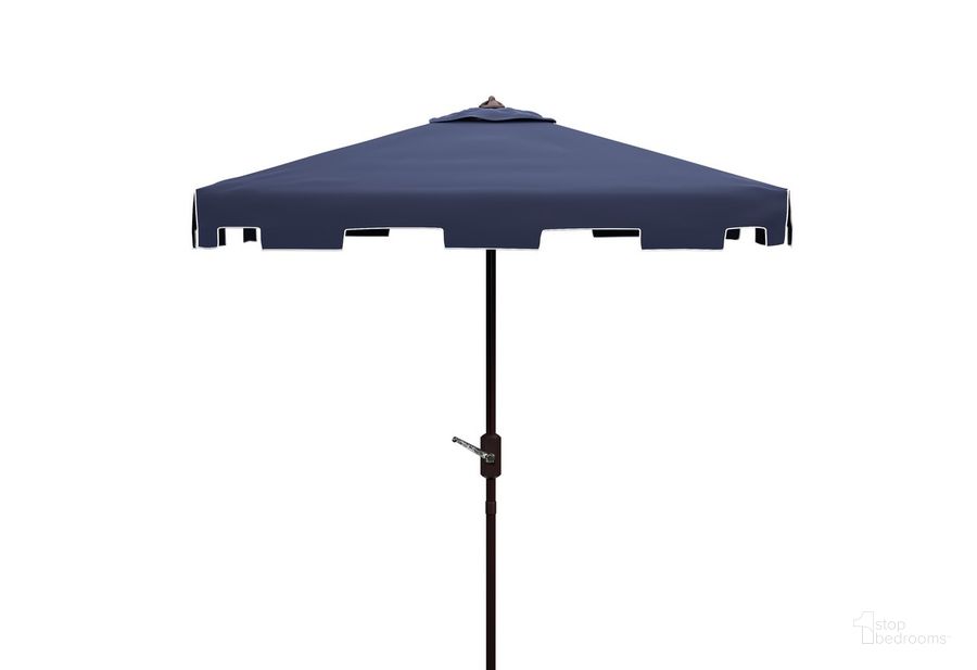 The appearance of Zimmerman 7.5 Ft Square Market Umbrella PAT8400A designed by Safavieh in the modern / contemporary interior design. This white navy piece of furniture  was selected by 1StopBedrooms from Zimmerman Collection to add a touch of cosiness and style into your home. Sku: PAT8400A. Material: Aluminum. Product Type: Umbrella. Image1